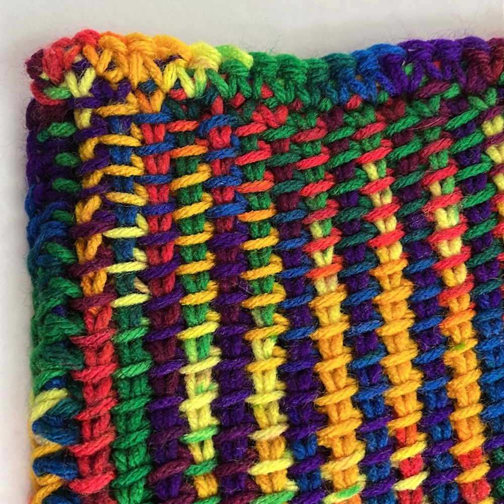 Crochet Rainbow Trivet Runner Mat Handmade Wall Decor Colorful Rectangular - Picture 3 of 9